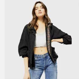 Free People Jayde Black Slouchy Safari Jacket